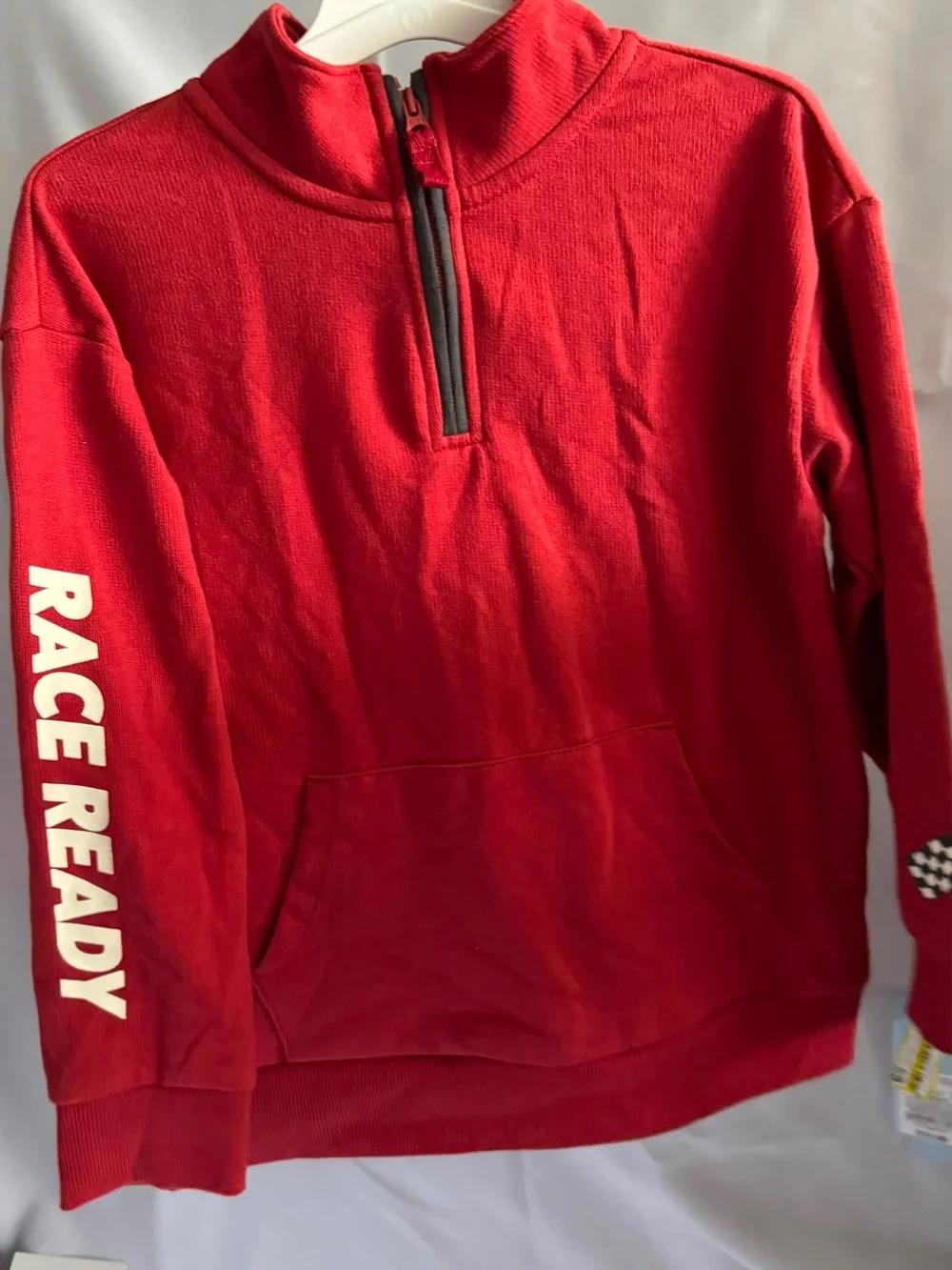 Red Half-Zip Pullover with Racing Graphic
